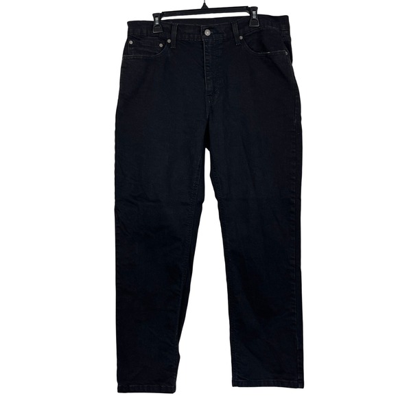 Levi's 514 Straight Fit Stretch 36x28 Black Cotton Blend Denim Jeans Zip Fly - Picture 1 of 12